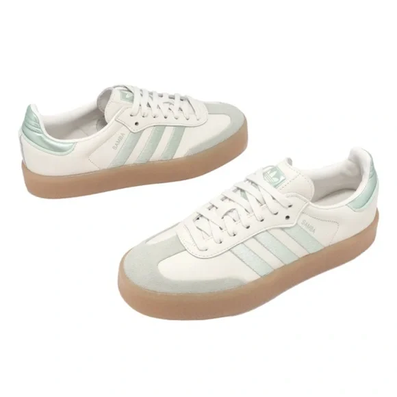 NEW 🔥 Adidas Sambae 🔥 Off White / Lime Green - Picture 3 of 6